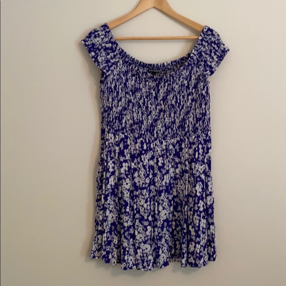 Off the shoulder purple floral express dress